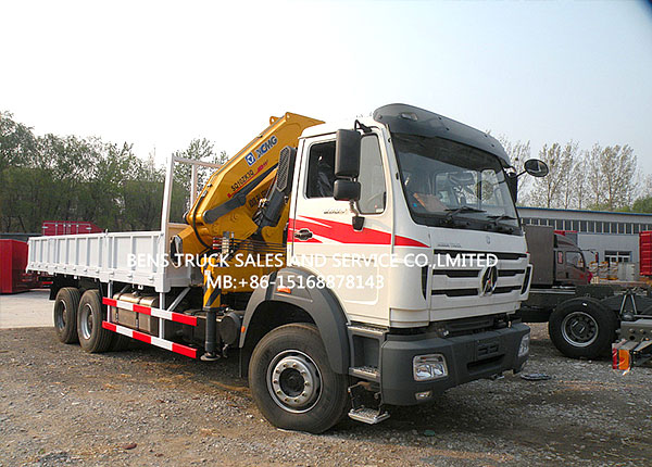 Beiben 6x4 Cargo Truck with 6ton Truck Mounted Crane